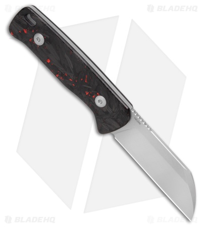 QSP Baby Penguin Fixed Blade Knife Red Shredded CF (2.5" Satin/SW)
