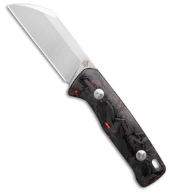 QSP Baby Penguin Fixed Blade Knife Red Shredded CF (2.5" Satin/SW)