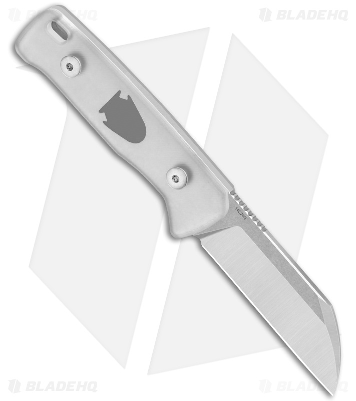 QSP Baby Penguin Fixed Blade Knife White Acrylic (2.5" Satin/SW 14C28N)