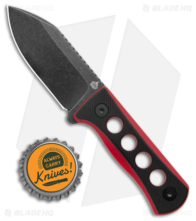 QSP Canary Neck Knife Fixed Blade Black/Red G-10 (2.5" BW)