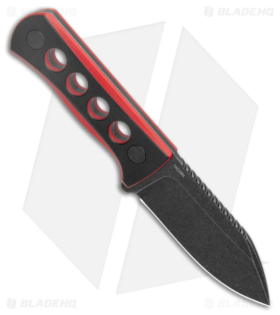 QSP Canary Neck Knife Fixed Blade Black/Red G-10 (2.5" BW)