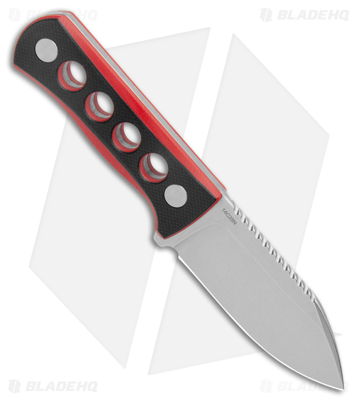 QSP Canary Neck Knife Fixed Blade Black/Red G-10 (2.5" SW)