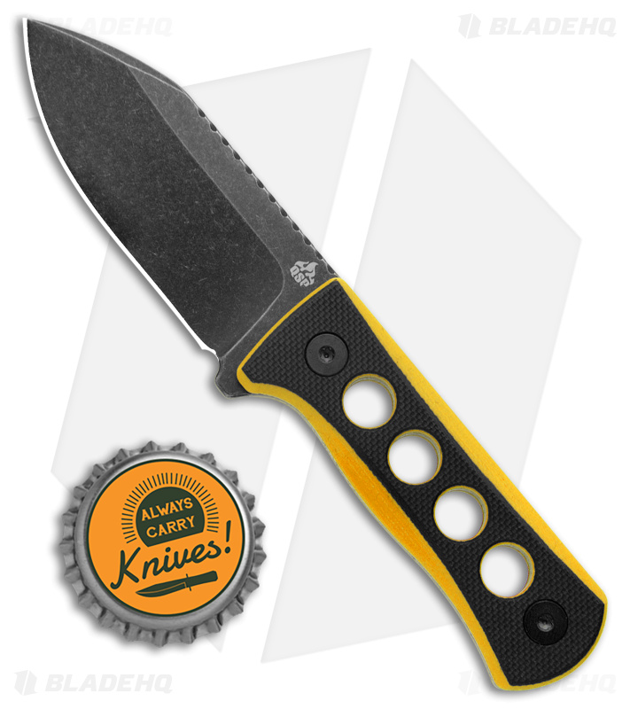 QSP Canary Neck Knife Fixed Blade Black/Yellow G-10 (2.5" BW)