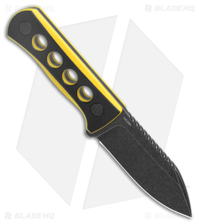 QSP Canary Neck Knife Fixed Blade Black/Yellow G-10 (2.5" BW)