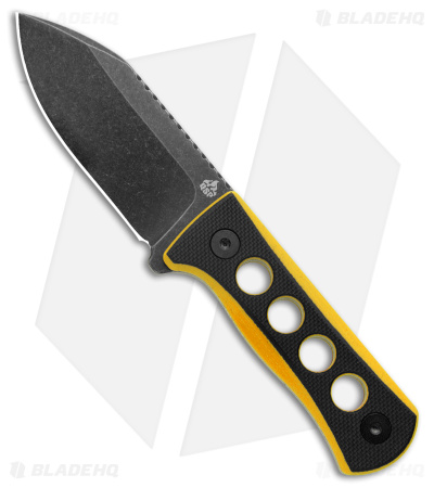 QSP Canary Neck Knife Fixed Blade Black/Yellow G-10 (2.5" BW)