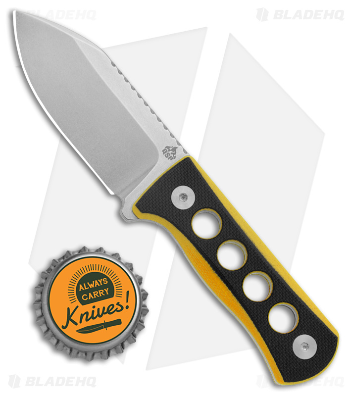 QSP Canary Neck Knife Fixed Blade Black/Yellow G-10 (2.5" SW)