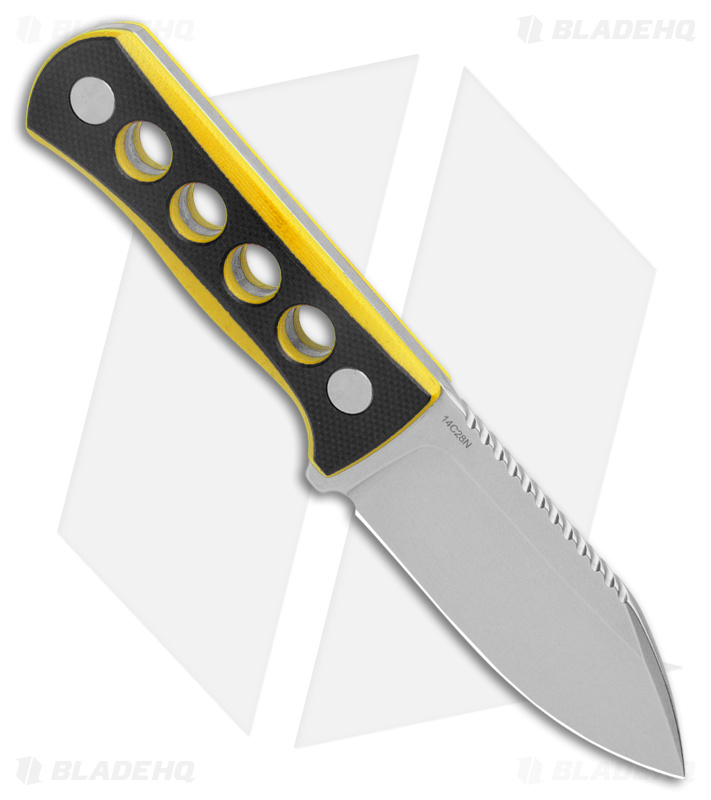 QSP Canary Neck Knife Fixed Blade Black/Yellow G-10 (2.5" SW)