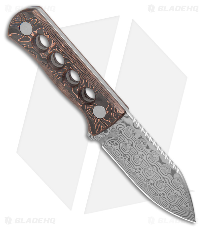 QSP Canary Neck Knife Fixed Blade Copper Foil Carbon Fiber (2.5" Dam)