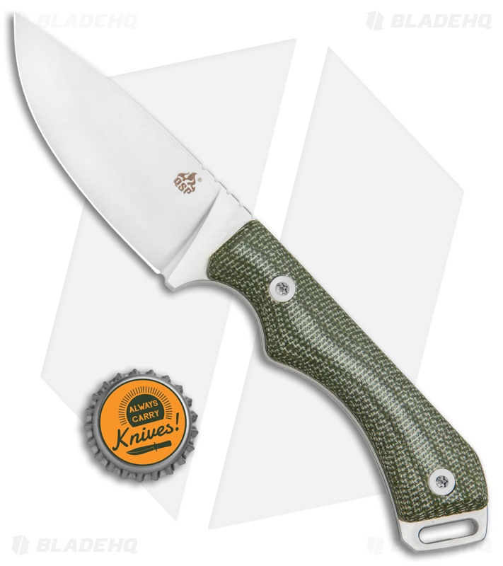QSP Workaholic Fixed Blade Neck Knife Green Micarta (3.5" Satin)