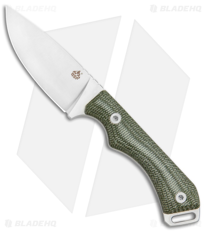 QSP Workaholic Fixed Blade Neck Knife Green Micarta (3.5" Satin)