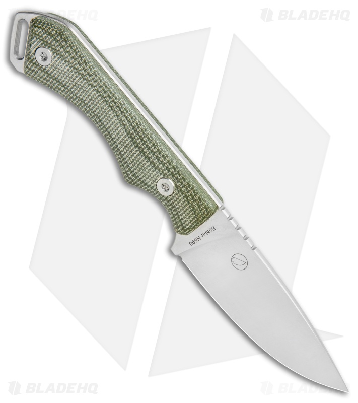 QSP Workaholic Fixed Blade Neck Knife Green Micarta (3.5" Satin)