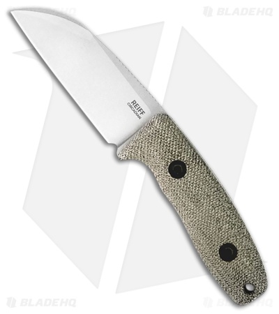 Reiff Knives Circadian Sheepsfoot Fixed Blade Knife Green Micarta (3.3" SW)