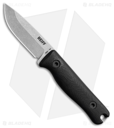 Reiff Knives F3 EDC Fixed Blade Knife Black G-10 w/Leather Sheath (2.9" SW)
