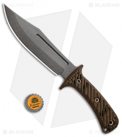 RMJ Tactical Jungle Combat Fixed Blade Knife Hyena Brown G-10 (6.5" Gray)