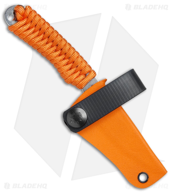 Rainier Knives Fastpak Fixed Blade Knife Orange Paracord (2.8" Stonewash)