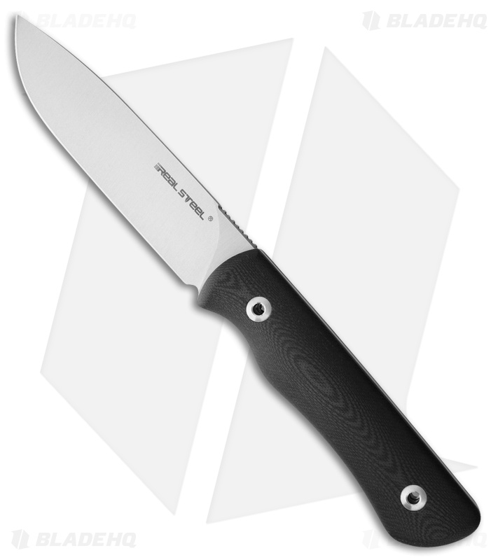 Real Steel Bushcraft Plus Survival Fixed Blade Knife Black G-10 (4.5" Satin)