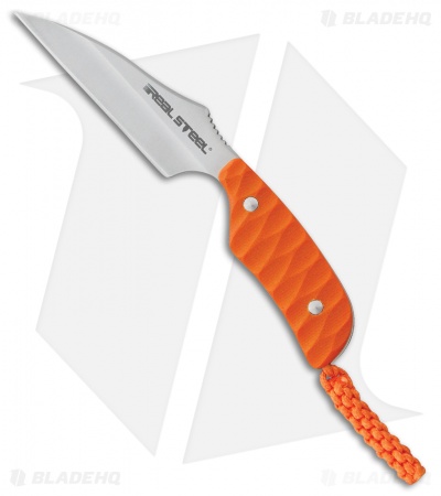 Real Steel Mini 130B Wharncliffe Fixed Blade Neck Knife Orange G-10 (2.5" Satin)