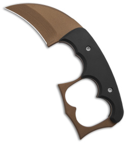 Red Horse Knife Works Malice Double Knuckle Fixed Blade Black G-10 (2.6" Bronze)