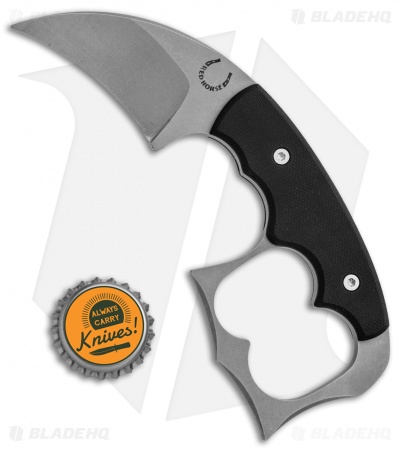 Red Horse Knife Works Malice Double Knuckle Fixed Blade Black G-10 (2.6" SW)