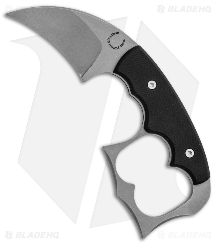Red Horse Knife Works Malice Double Knuckle Fixed Blade Black G-10 (2.6" SW)