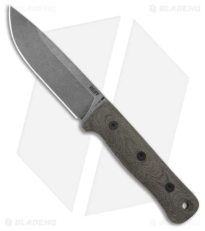 Reiff Knife F5 Field Survival Knife Fixed Blade Black Micarta (5" Acid SW)