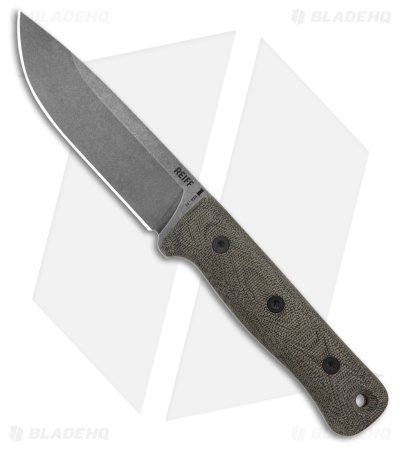 Reiff Knife F5 Field Survival Knife Fixed Blade Black Micarta (5" Acid SW)