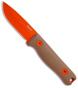 Reiff Knives F3XC EDC Bushcraft Survival Knife FDE G-10 (2.9" Orange)