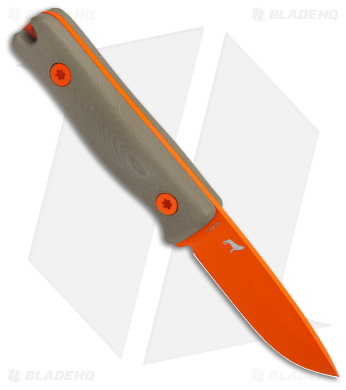 Reiff Knives F3XC EDC Bushcraft Survival Knife OD Green G-10 (2.9" Orange)