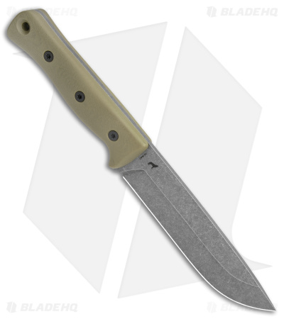 Reiff Knives F6 Leuku Survival Knife OD Green G-10 (6" Acid Stonewash)