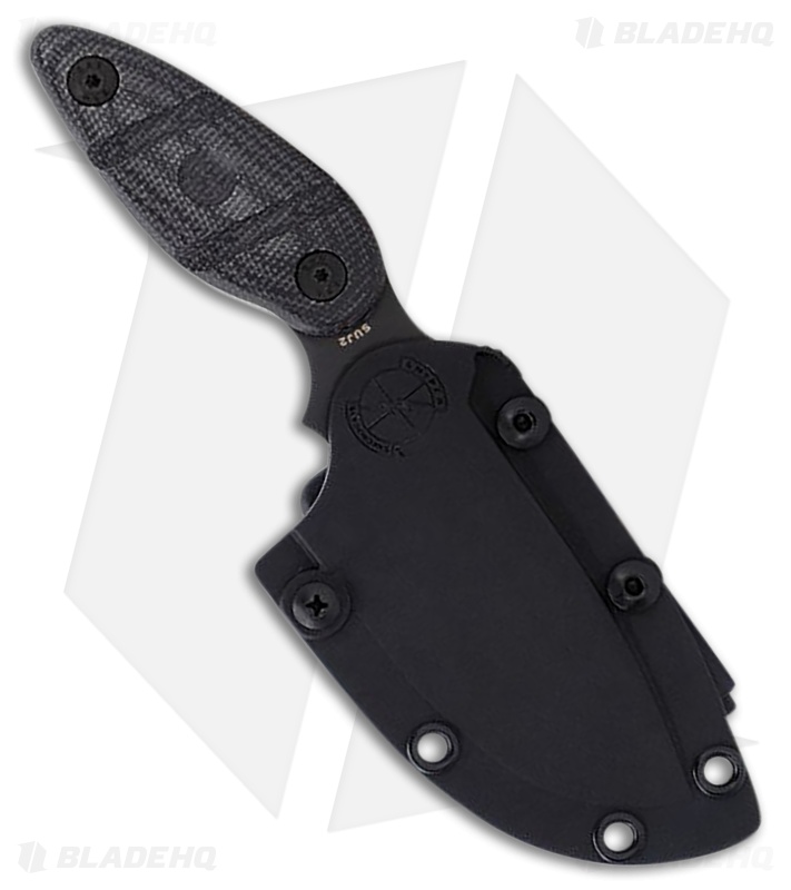 Sniper Bladeworks Skinner Fixed Blade Knife Black Canvas Micarta (4.3" PVD)