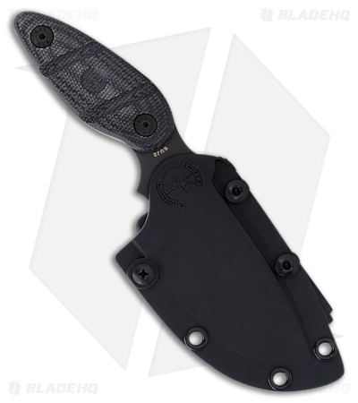 Sniper Bladeworks Skinner Fixed Blade Knife Black Canvas Micarta (4.3" PVD)