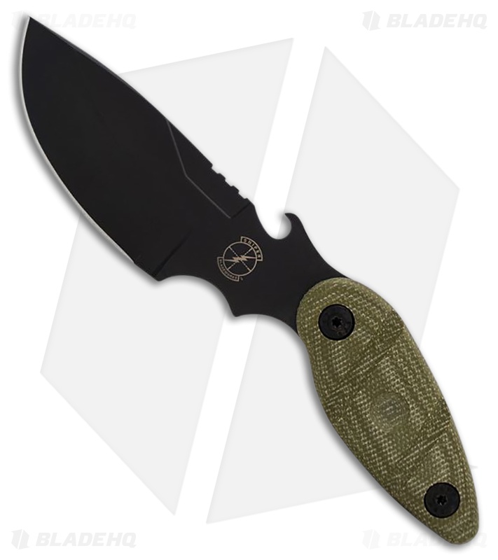 Sniper Bladeworks Skinner Fixed Blade Knife OD Green Canvas Micarta (4.3" PVD)