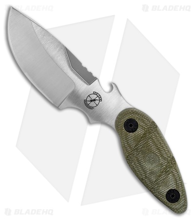 Sniper Bladeworks Skinner Fixed Blade Knife OD Green Canvas Micarta (4.3" Satin)