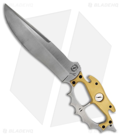 Sniper Bladeworks British Death Head Fixed Blade Knife Brass (8.5" Satin)
