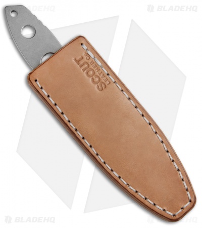 Scout Leather Co. Sopa Fixed Blade w/ Leather Sheath (2.75" Stonewash)