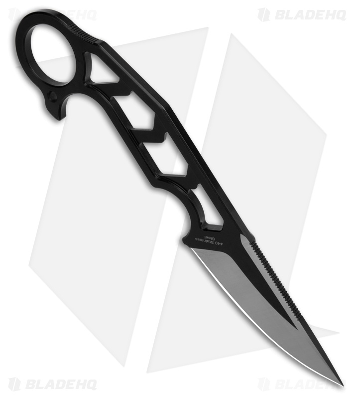 Skallywag Tactical Skeletor Fixed Blade Knife Black 440C Steel (3.25" Two-Tone) 