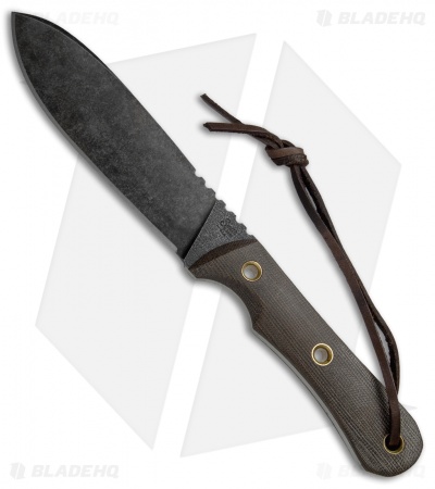 Smith & Sons Tataille Fixed Blade Knife OD Green Micarta (5.125" Black SW)