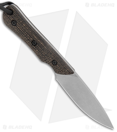 Smith & Sons Brave Fixed Blade Knife Black Burlap Micarta (3.2" Stonewash D2)
