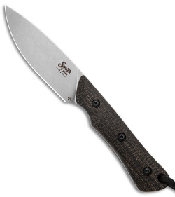 Smith & Sons Brave Fixed Blade Knife Black Burlap Micarta (3.2" Stonewash D2)