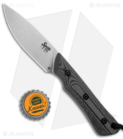 Smith & Sons Brave Fixed Blade Knife Gray/Black G-10 (3.2" Stonewash D2)