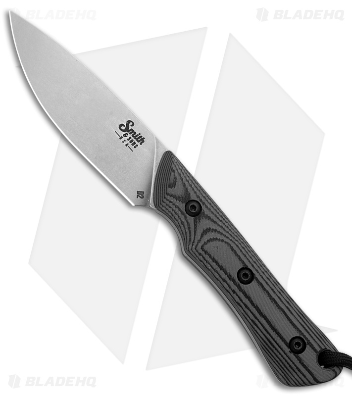 Smith & Sons Brave Fixed Blade Knife Gray/Black G-10 (3.2" Stonewash D2)