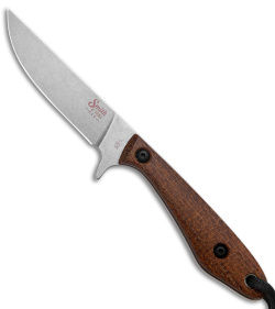 Smith & Sons Spur Fixed Blade Knife Brown Burlap Micarta (3.45" Stonewash AEB-L)