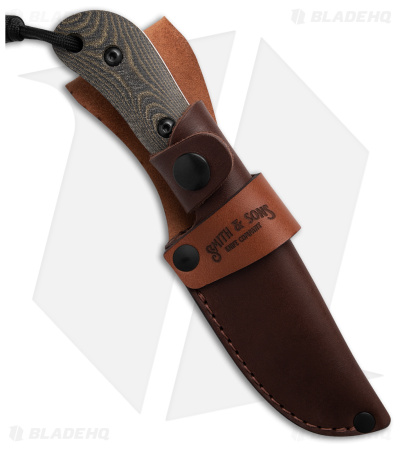 Smith & Sons Vaquero Fixed Blade Knife Black/OD Green Micarta (3.5" Stonewash)