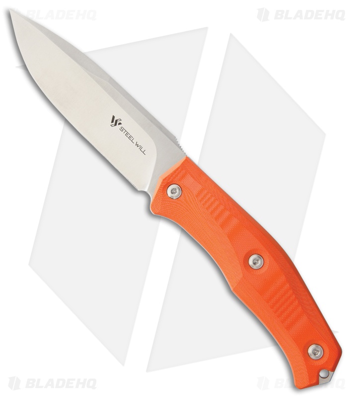 Steel Will Knives Gekko 1513 Fixed Blade Knife Orange G-10 (4.375" Satin)