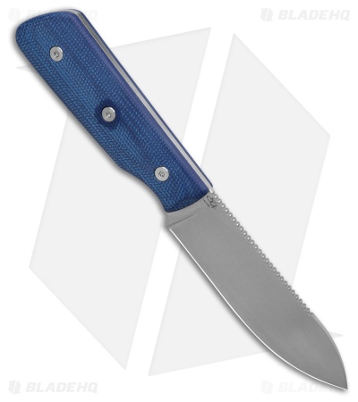 StraightLine EDC Bigger Digger Fixed Blade Knife Blue Canvas Micarta (3.75" SW)