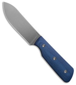 StraightLine EDC Bigger Digger Fixed Blade Knife Blue Canvas Micarta (3.75" SW)
