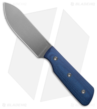 StraightLine EDC Bigger Digger Fixed Blade Knife Blue Canvas Micarta (3.75" SW)