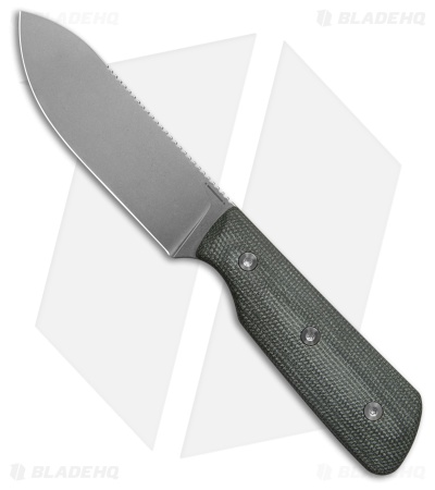 StraightLine EDC Bigger Digger Fixed Blade Knife Green Canvas Micarta (3.75" SW)