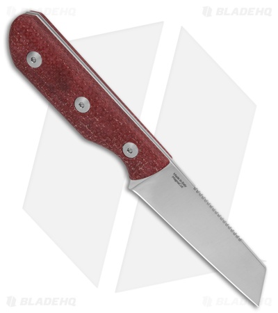 StraightLine EDC Scorer Fixed Blade Knife Red Burlap Micarta (2.8" Satin)