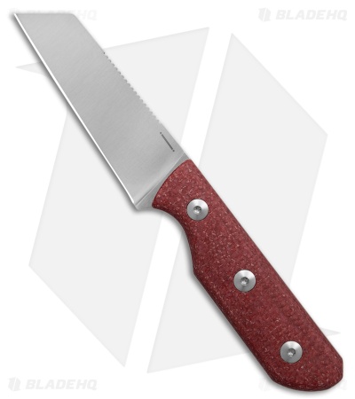 StraightLine EDC Scorer Fixed Blade Knife Red Burlap Micarta (2.8" Satin)